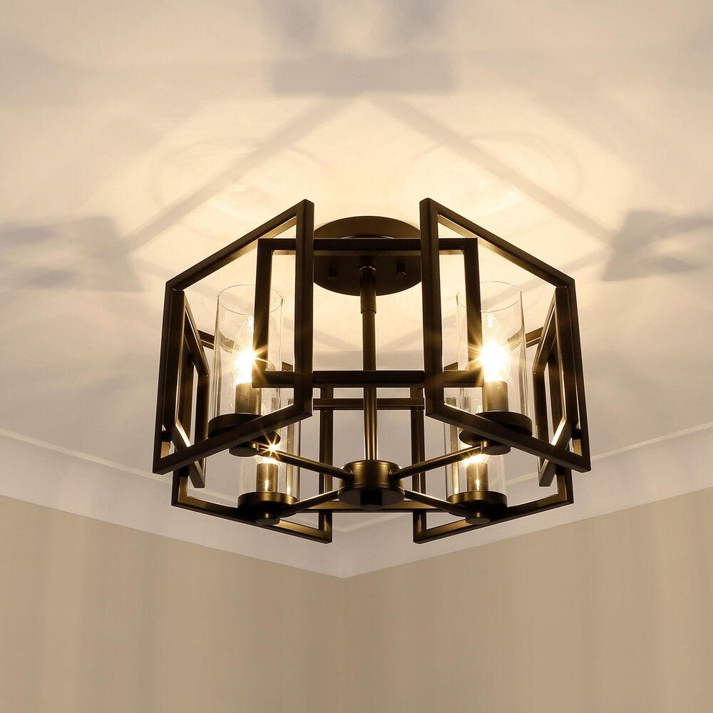 Golden Lighting Marco 4-Light Flush Mount in Matte Black, , large