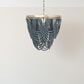 Creative Coop Laurel Draped Wood Bead Chandelier with Brushed Gold and Blue Shade, , large