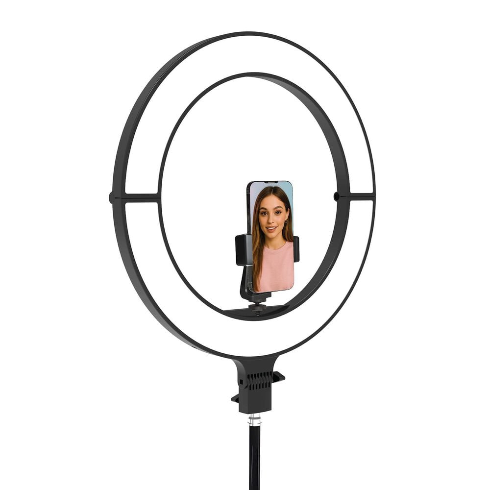 Camera Accessories 18" Foldable Ring Light with Adjustable Stand and Remote Control in Black, , large