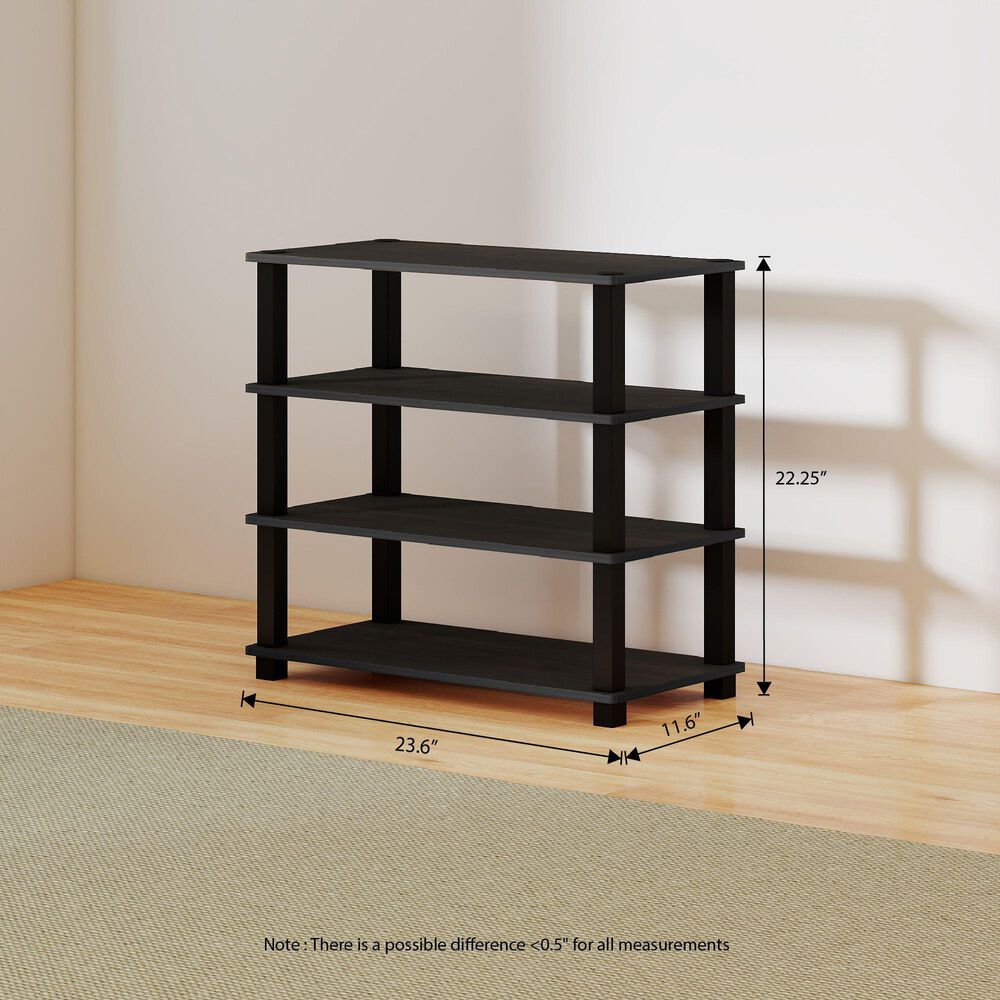 HOMLUX 4-Tier Shoe Rack in Espresso and Black, , large