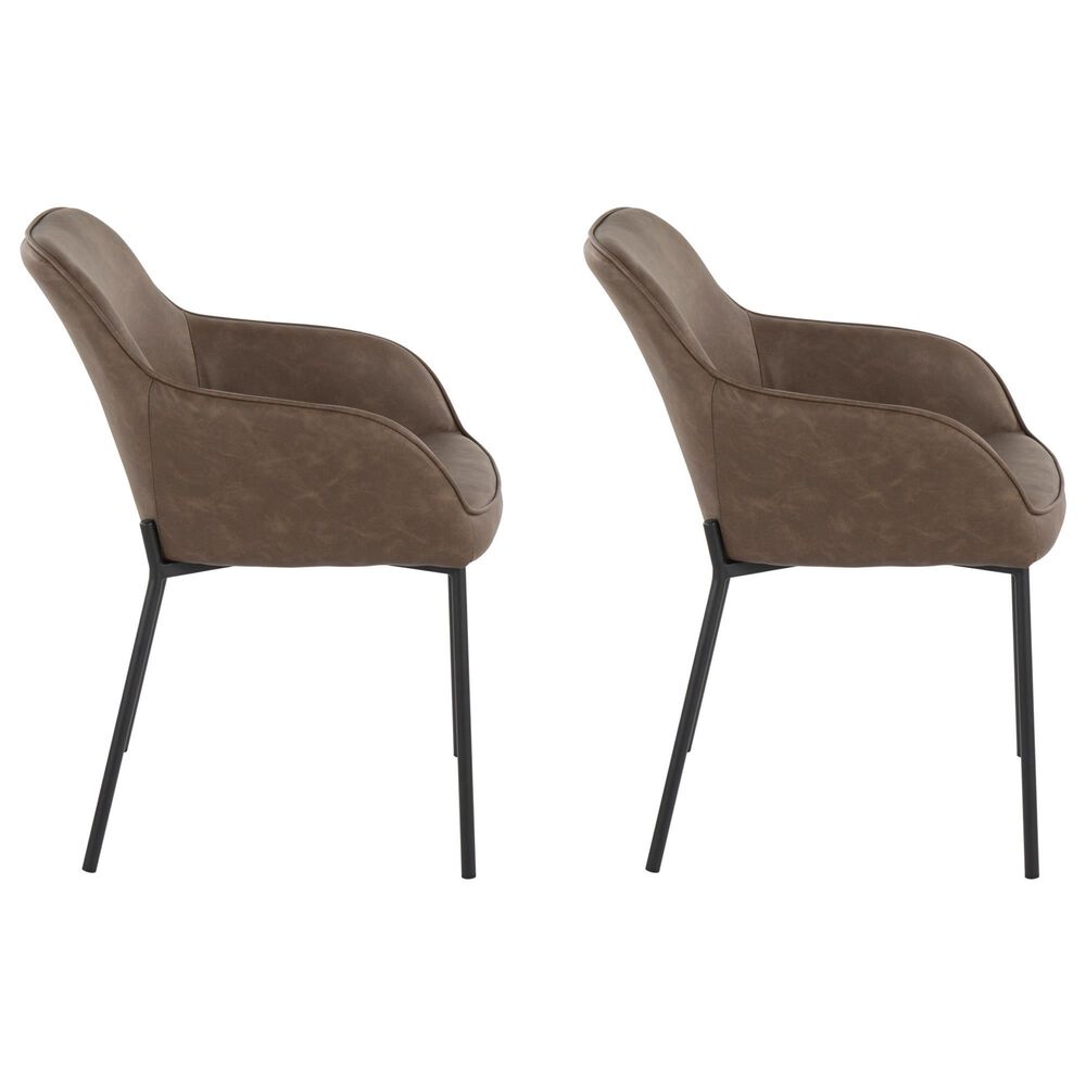 LumiSource Daniella Arm Chair with Espresso Faux Leather Cushion in Black (Set of 2), , large
