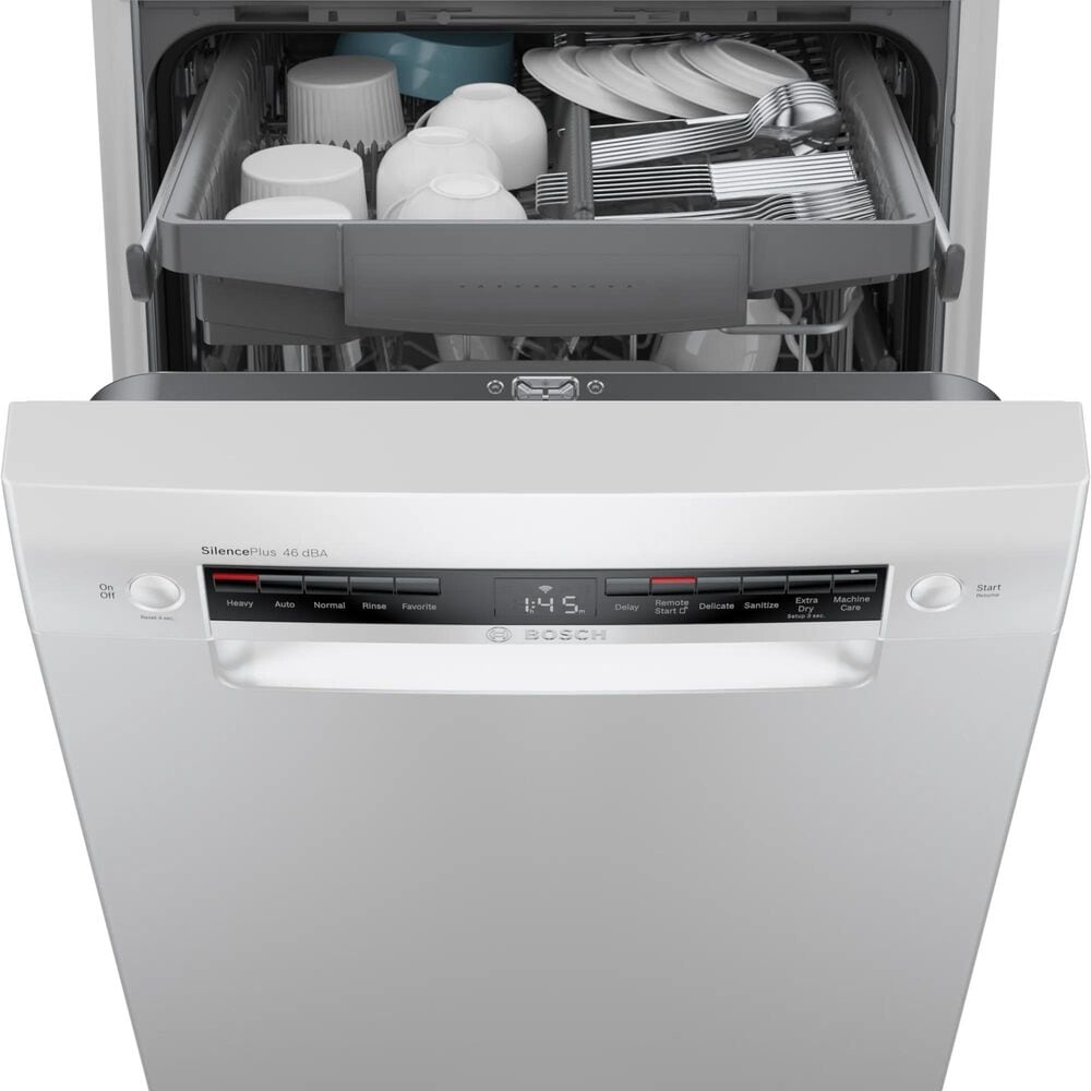 Bosch 300 Series 18" Built-In Smart Dishwasher with 5 Wash Cycles in White, , large