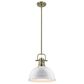 Golden Lighting Duncan 1-Light Pendant with Rod and White Shade in Aged Brass, , large