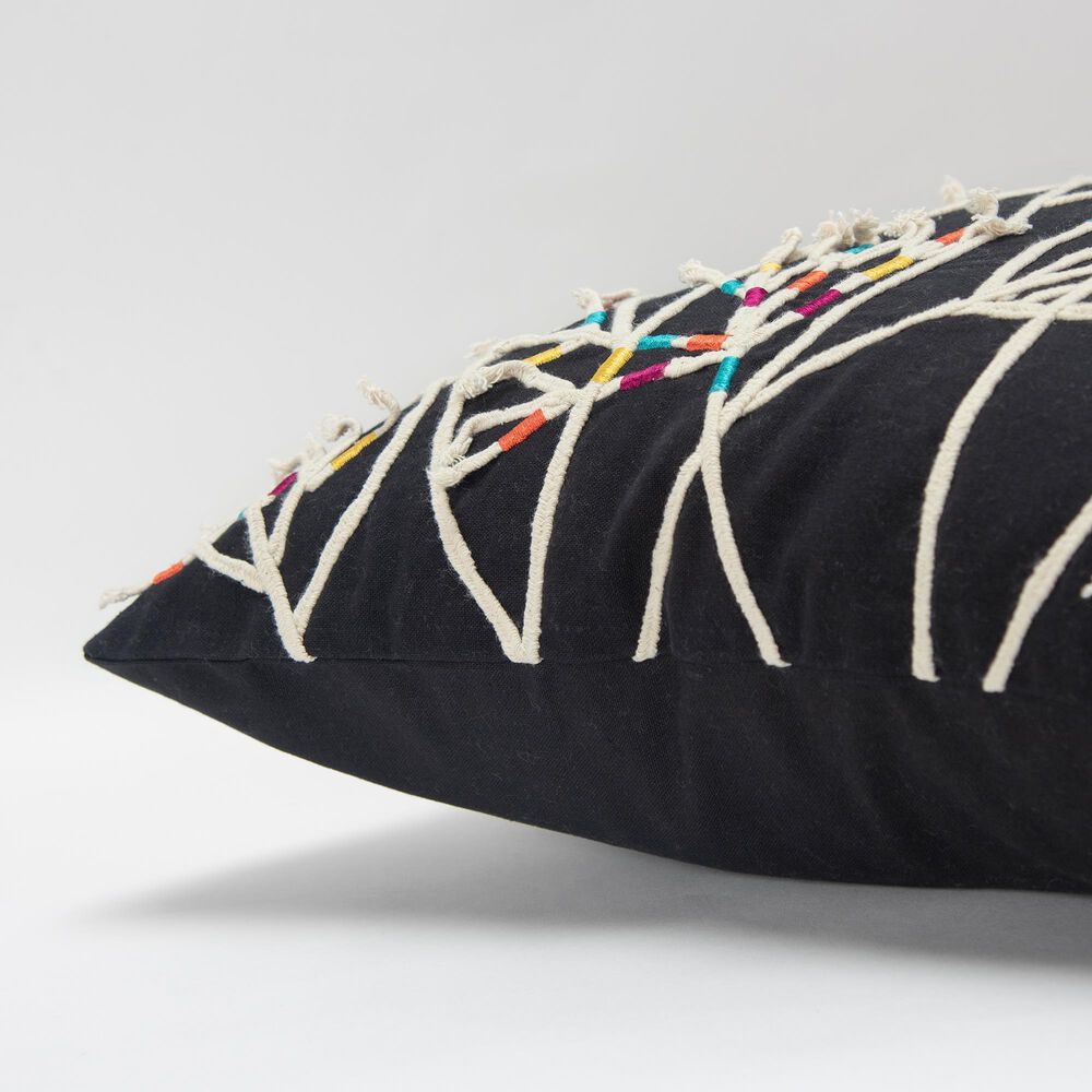 Rizzy Home Floral 20&quot; Down Filled Pillow in Black, , large