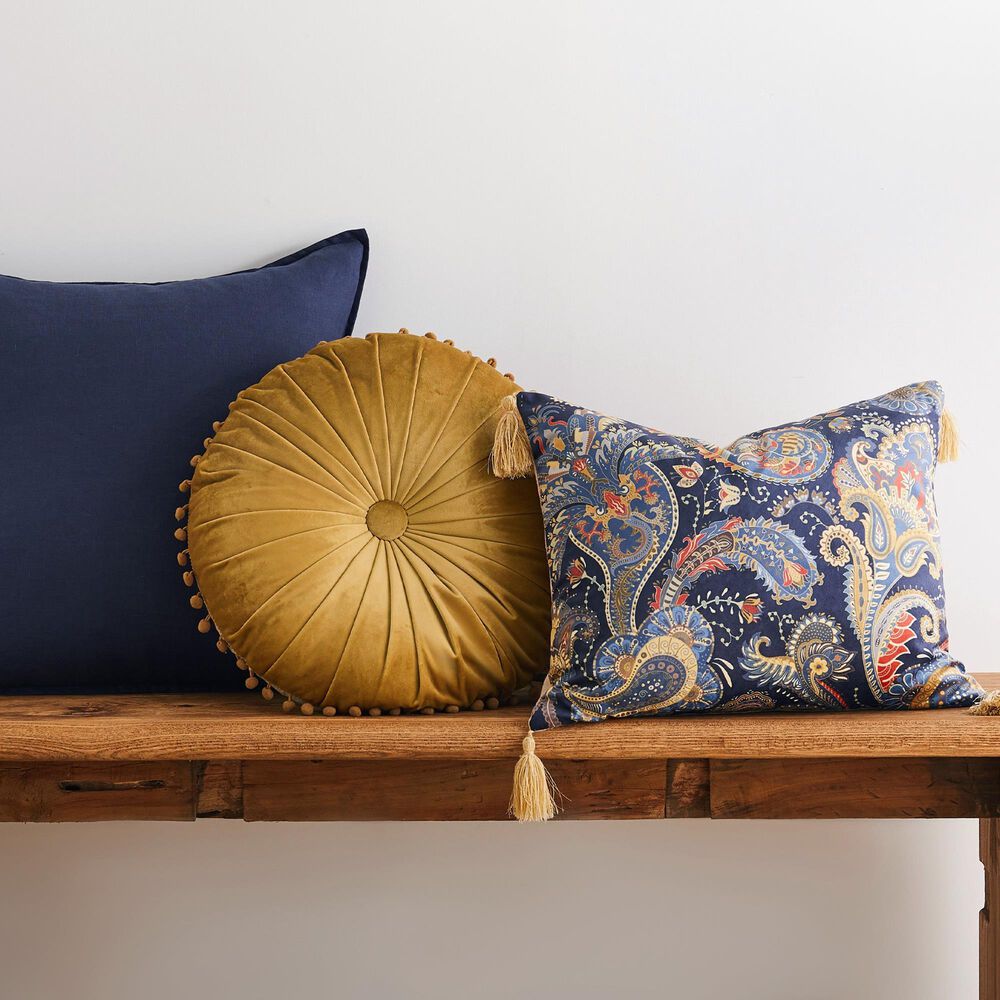 Levtex Calabria 14&quot; x 18&quot; Paisley Tassel Lumbar Throw Pillow in Gold, Red, Tan, Blue and Navy, , large