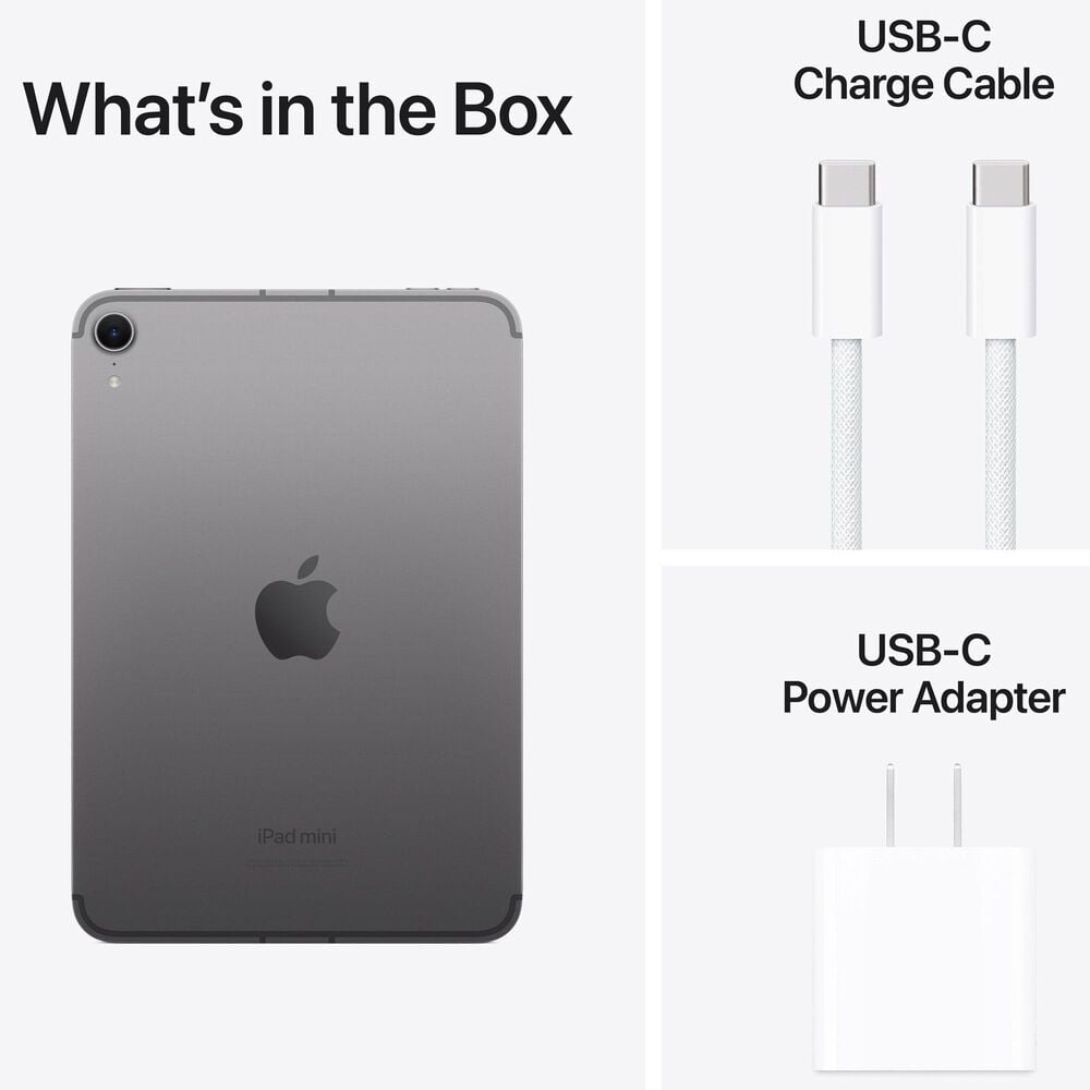 Apple iPad Mini Wi-Fi + Cellular 256GB - Space Gray with 2-Year AppleCare+, , large