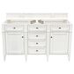 James Martin Brittany 60" Double Bathroom Vanity in Bright White with 3 cm White Zeus Quartz Top and Rectangular Sinks, , large