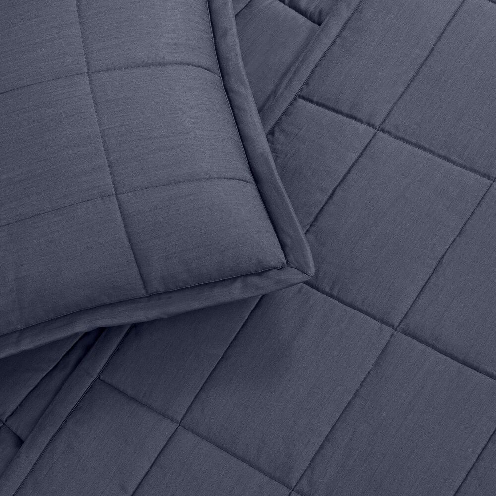 Ann Gish Slub Tencel 3-Piece King Quilted Coverlet Set in Marine, , large