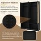 HOMLUX 6-Hook Hall Tree with 2-Rattan Doors in Black, , large