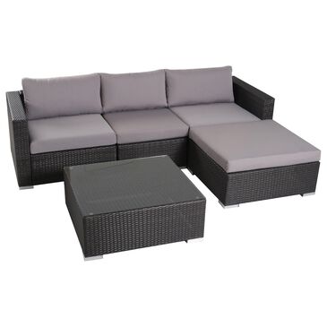 Noble House Santa 5-Piece Patio Sectional Sofa Set in Light Grey, , large