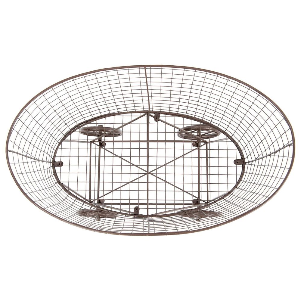 Creative Coop Metal Rolling Laundry Cart with Rack in Brown, , large