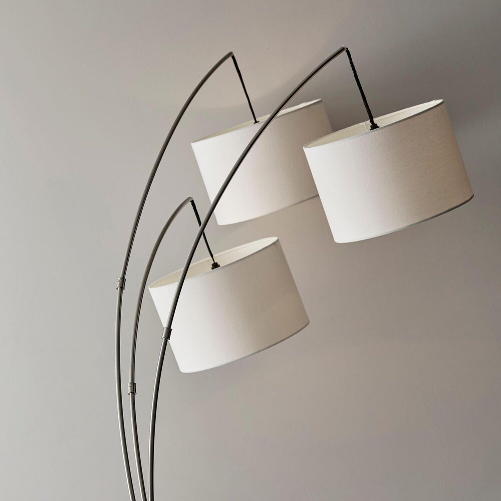 Adesso Trinity Arc Lamp in Satin Steel, , large