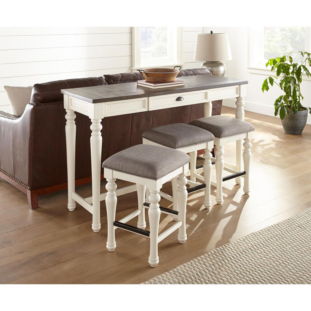 Steve Silver Jackson Sofa Bar with 3 Stool in White and Oak, , large