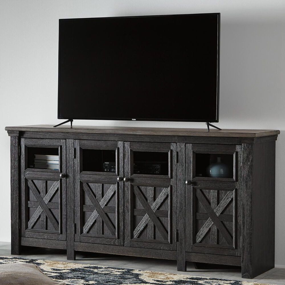 Ashley Tyler Creek Extra Large 74.25" TV Stand in Black and Gray, , large