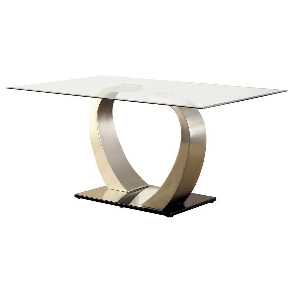 Furniture of America Russell Dining Table in Silver and Black - Table Only, , large