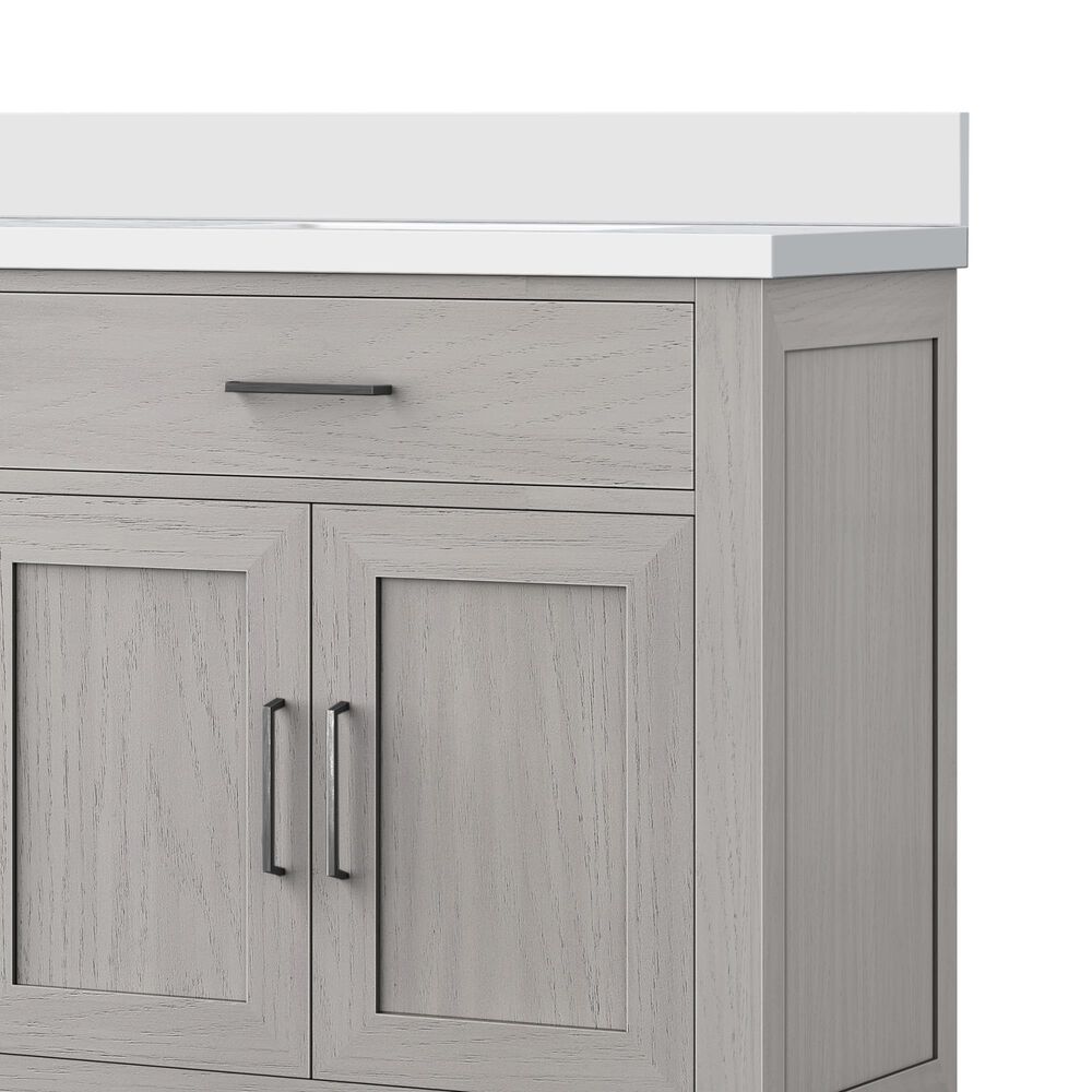 Lexora Home Abbey 80&quot; Double Bathroom Vanity in White Oak with 2 cm White Cultured Marble Top and Rectangular Sinks, , large
