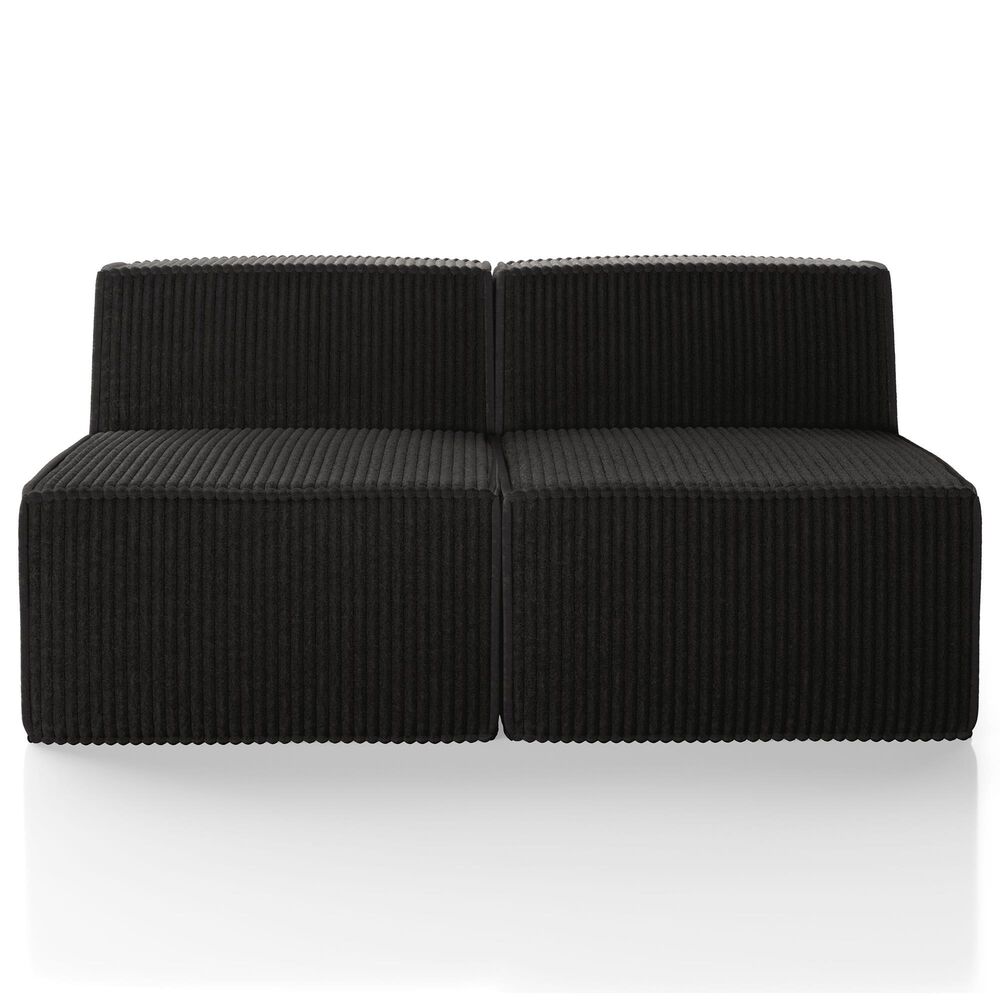Furniture of America Facil 2-Piece Modular Armless Loveseat in Black, , large