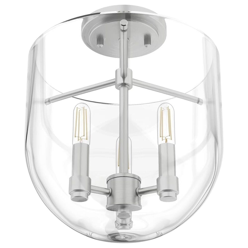 Hunter Sacha 3-Light Semi-Flush Mount in Brushed Nickel, , large