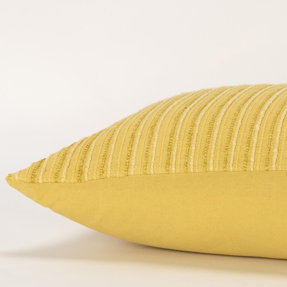 Rizzy Home 14&quot; x 26&quot; Polyester Filled Striped Lumbar Pillow in Yellow, , large