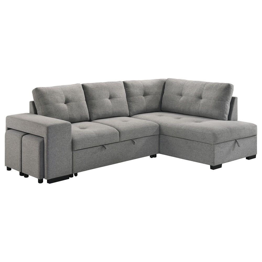 Coaster Roanne Fabric Upholstered Sleeper Sectional Sofa Grey, , large