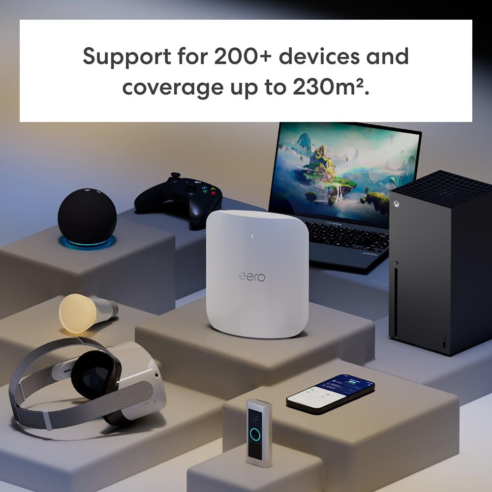 eero Pro 6E Mesh Wi-Fi 6E Router with Max 7 Mesh Wi-Fi 7 System in White, , large