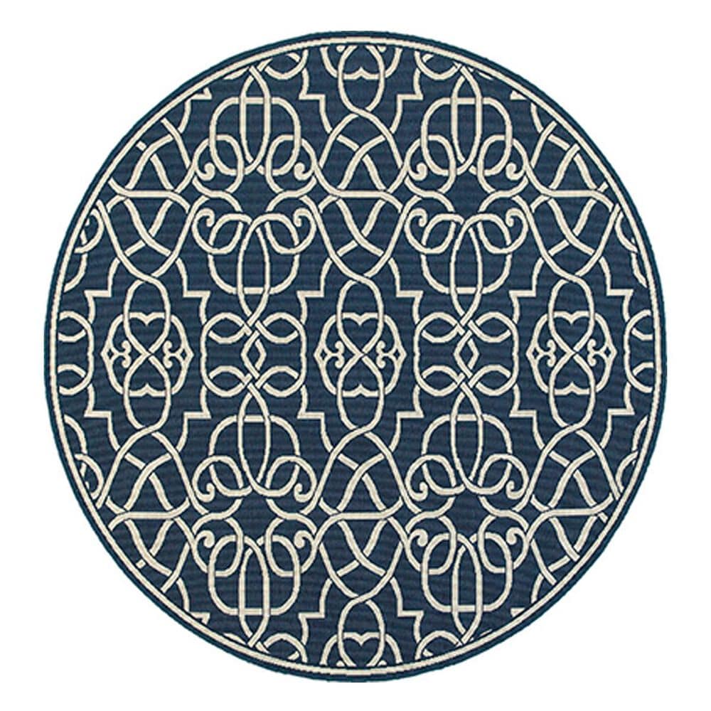 Oriental Weavers Meridian 7"10" Round Navy Area Rug, , large