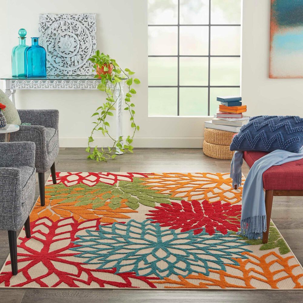 Nourison Aloha 6&#39; x 9&#39; Green Indoor/Outdoor Area Rug, , large