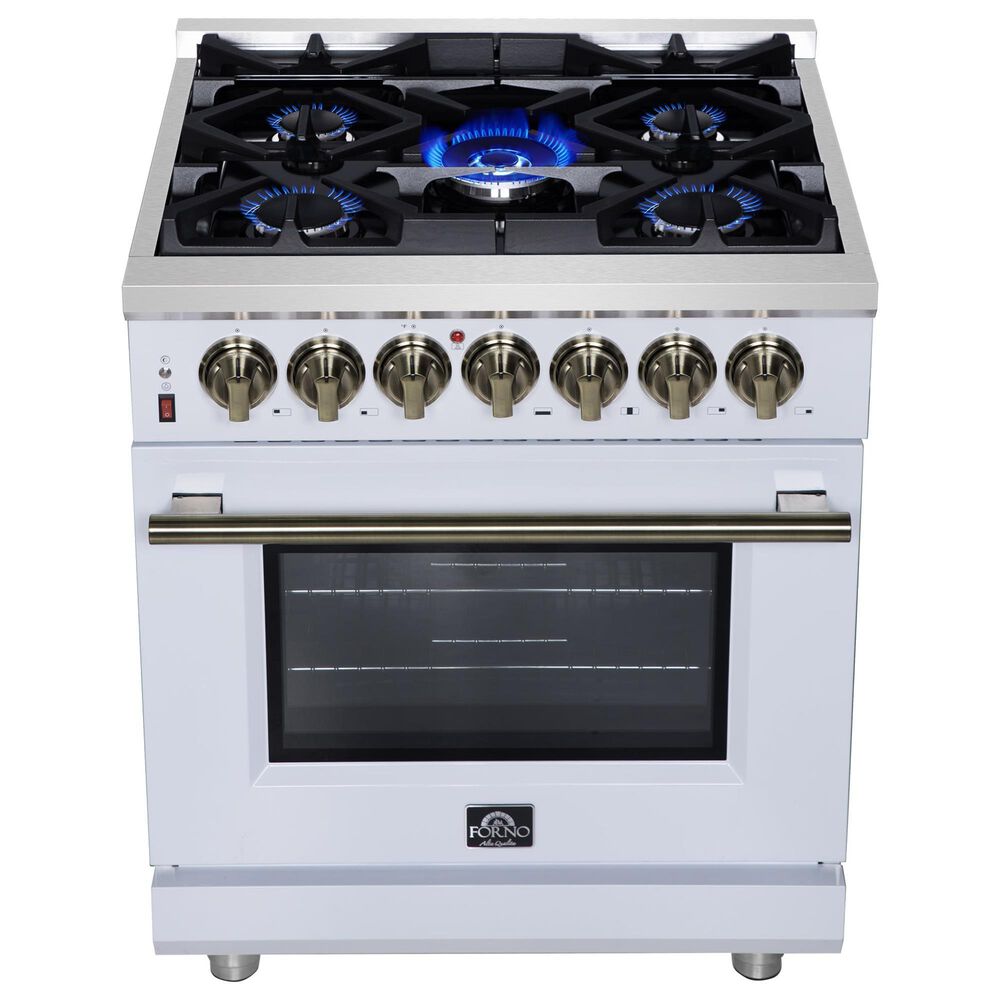 Forno Massimo 30" Freestanding Dual Fuel Range in White, , large