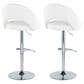 LumiSource Renee Adjustable Swivel Bar Stool with White Faux Leather Upholstery in Chrome (Set of 2), , large