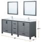 Lexora Home Ziva 84" Double Bathroom Vanity in Dark Grey with 2 cm White Quartz Top and Rectangular Sinks, , large