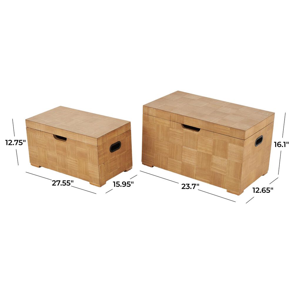 Maple and Jade 2-Piece Handmade Decorative Trunk Set in Brown, , large