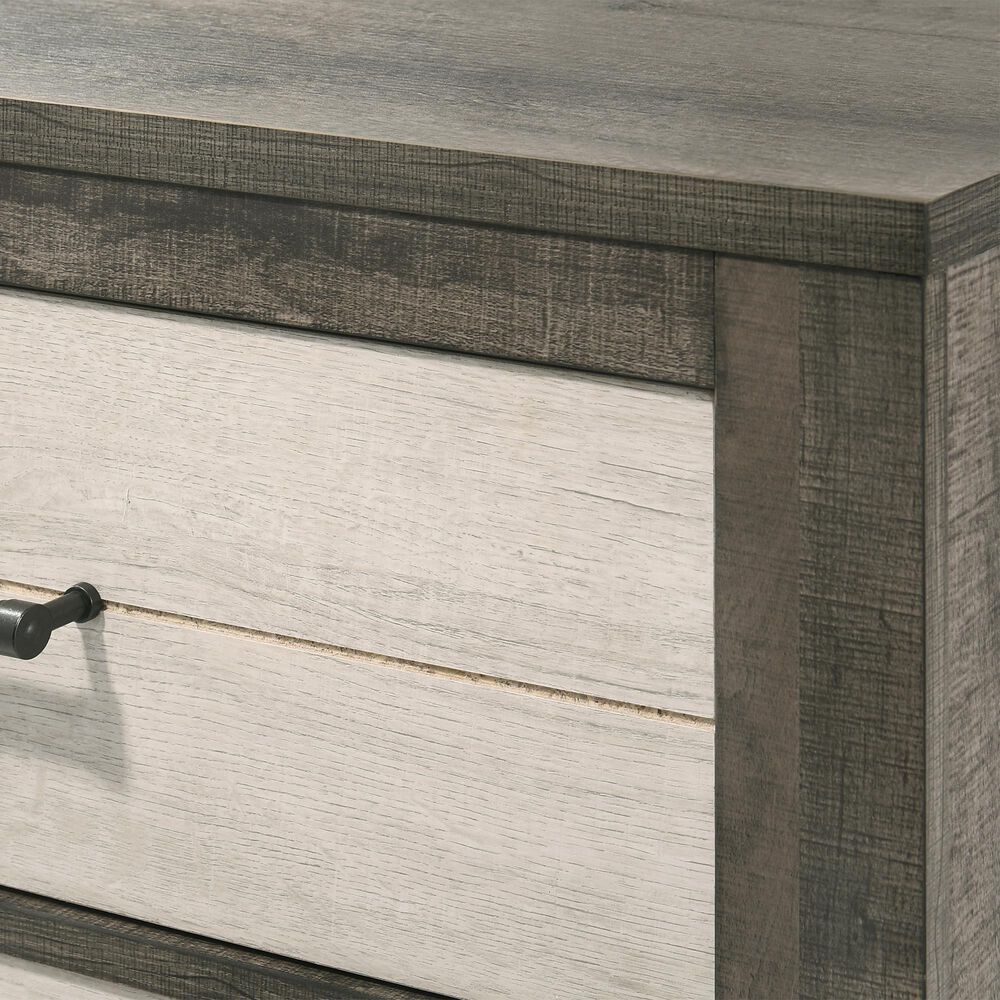 Crown Mark Rhett 2-Drawer Nightstand in Gray and White, , large