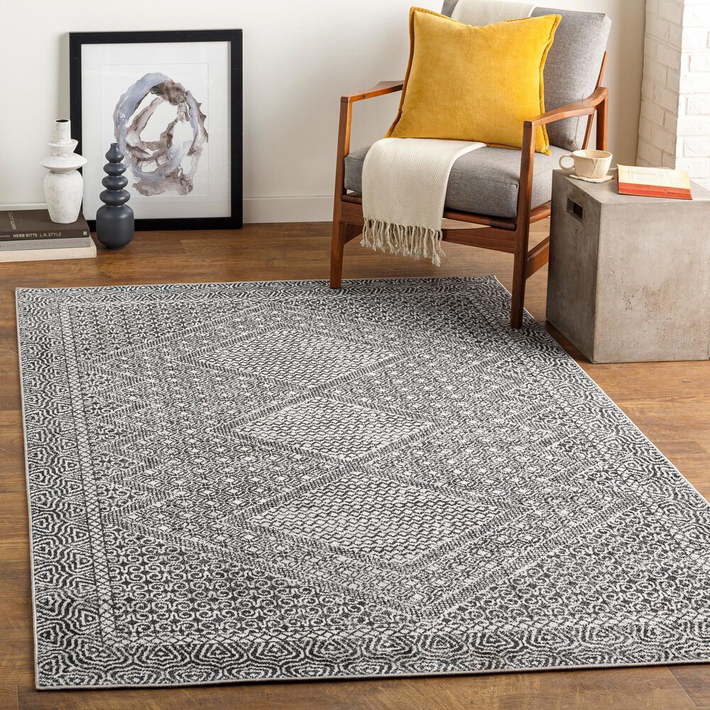 Surya Lavadora  5&#39;3&quot; x 7&#39; Black, Gray and Light Gray Area Rug, , large