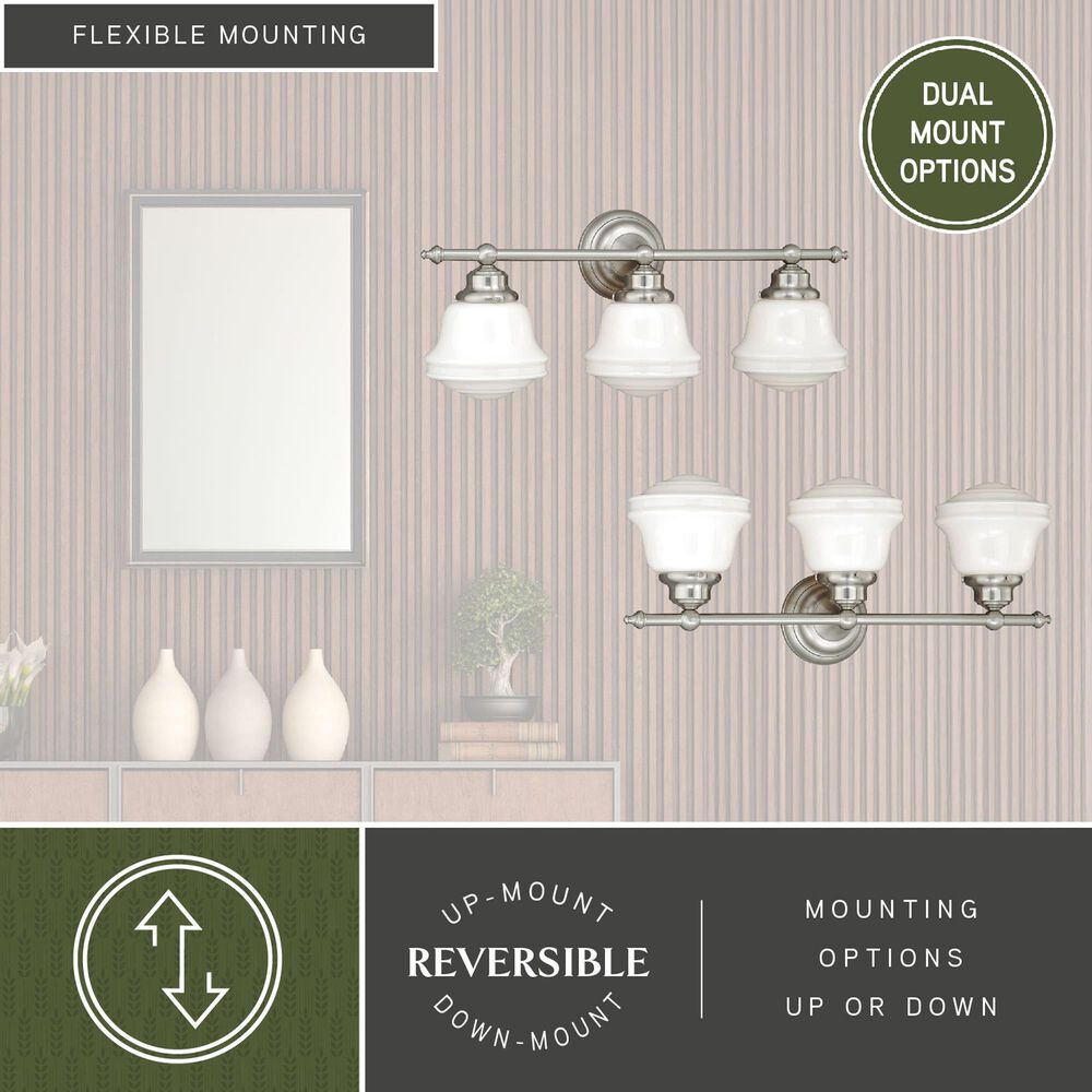 Vaxcel Huntley 3-Light Bathroom Vanity in Satin Nickel, , large