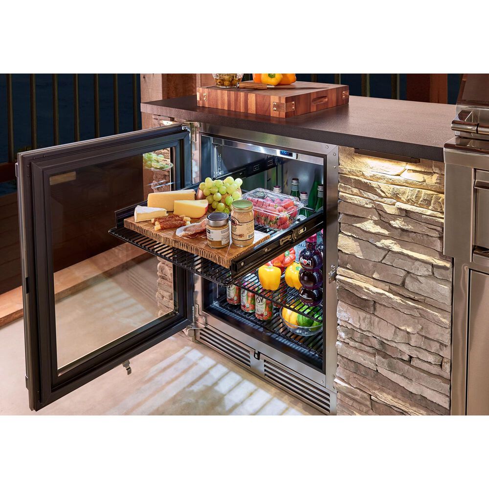 Perlick Outdoor Signature Series 5.2 Cu. Ft Compact Refrigerator with Glass Door and Left Hinge in Panel Ready and Stainless Steel, , large