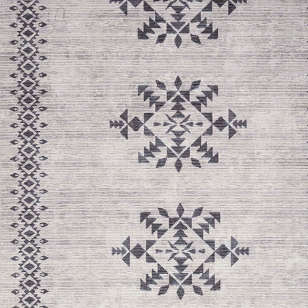 Nourison Machine Washable Series 1 4&#39; x 6&#39; Ivory and Charcoal Area Rug, , large