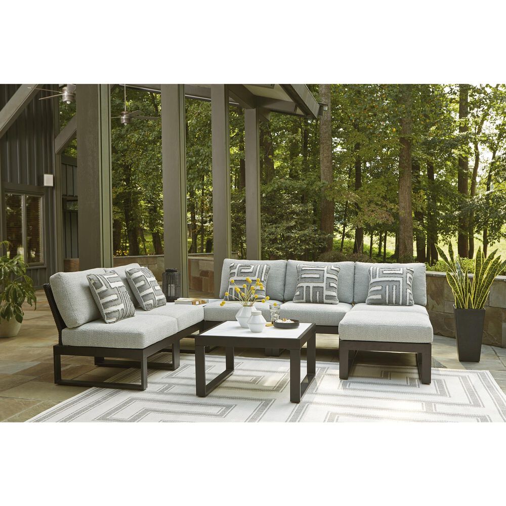 Ashley Beachloft Patio Square Coffee Table in Black and Gray - Table Only, , large