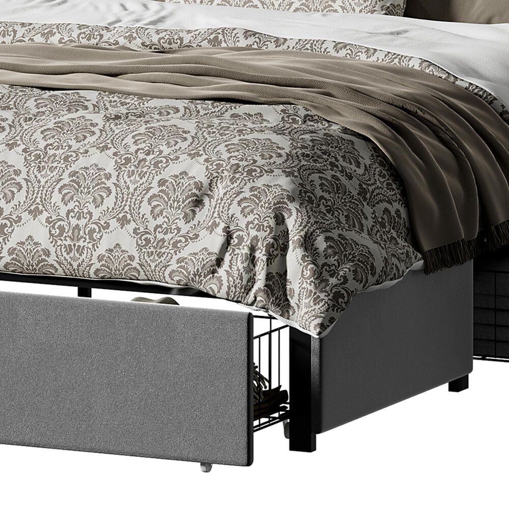 HOMLUX Full Upholstered Platform Storage Bed with Headboard Shelf and USB Charging Station in Gray, , large