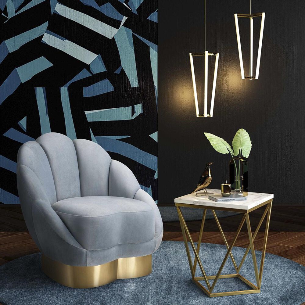 Tov Furniture Bloom Velvet Chair in Sea Blue, , large