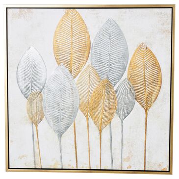 Maple and Jade 40" x 40" Framed Wall Art in Gold, Silver and White, , large