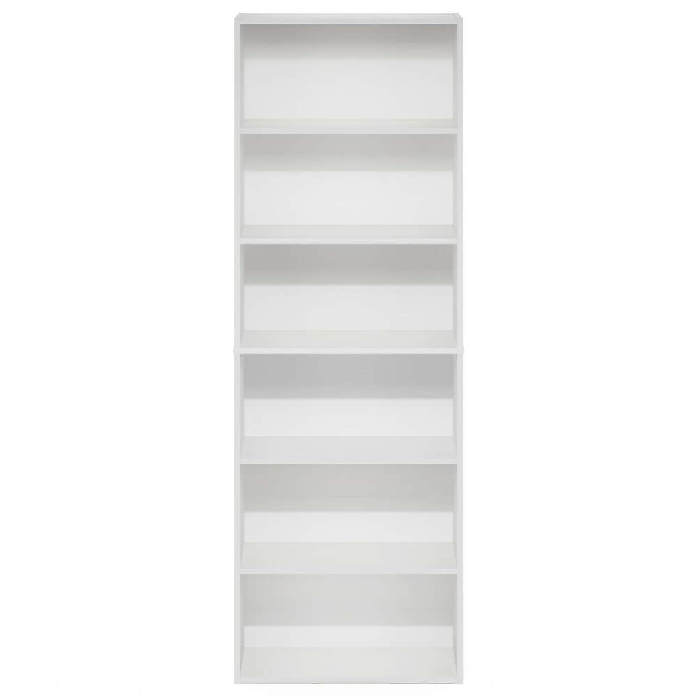 HOMLUX 6-Tier Free Standing Open Storage Bookcase in White, , large