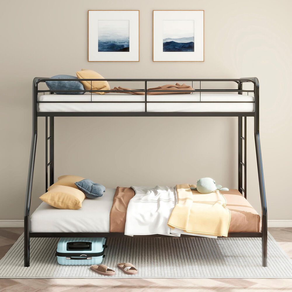 Pacific Landing Carson Twin Over Full Bunk Bed in Glossy Black, , large