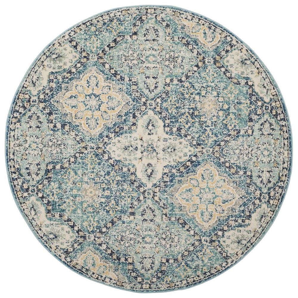 Safavieh Evoke EVK274C 5"1" Round Light Blue and Ivory Area Rug, , large