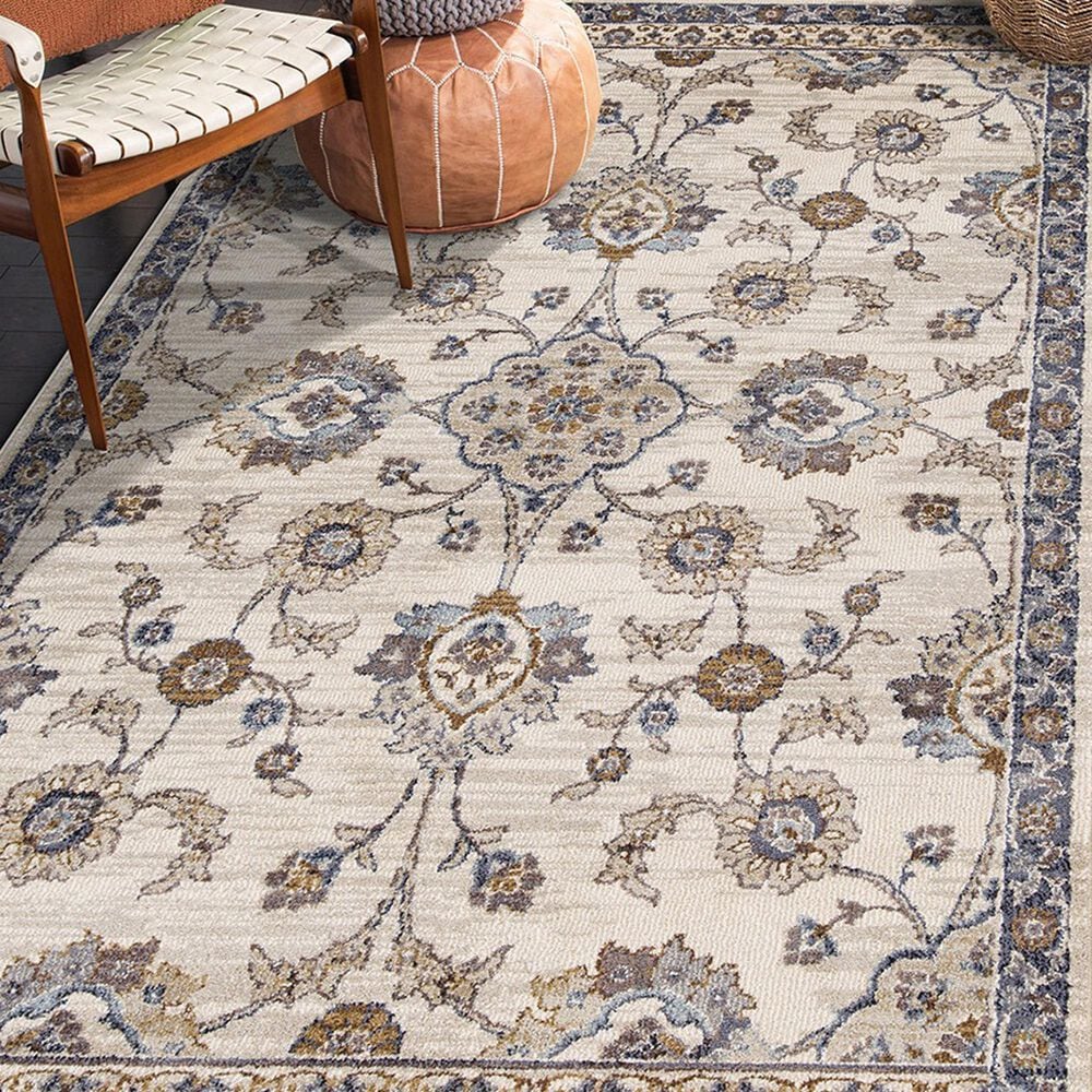 Amer Rugs Jordan 6&#39;7&quot; x 9&#39; Ivory and Charcoal Area Rug, , large