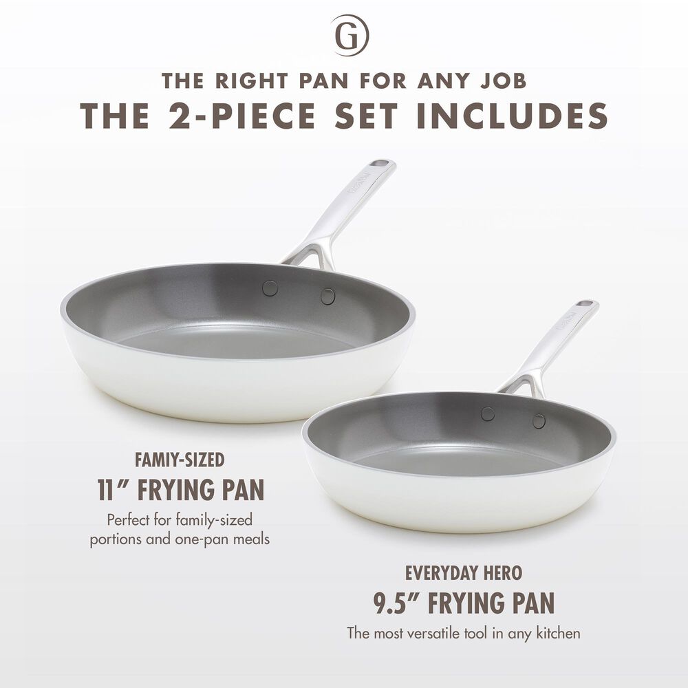 Green Pan GP5 Hard Anodized Color 9.5" and 11" Open Frypan Set in Cloud Cream, , large