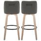LumiSource Hannah Swivel Bar Stool with Dark Grey Faux Leather Upholstery in Whitewashed and Black (Set of 2), , large