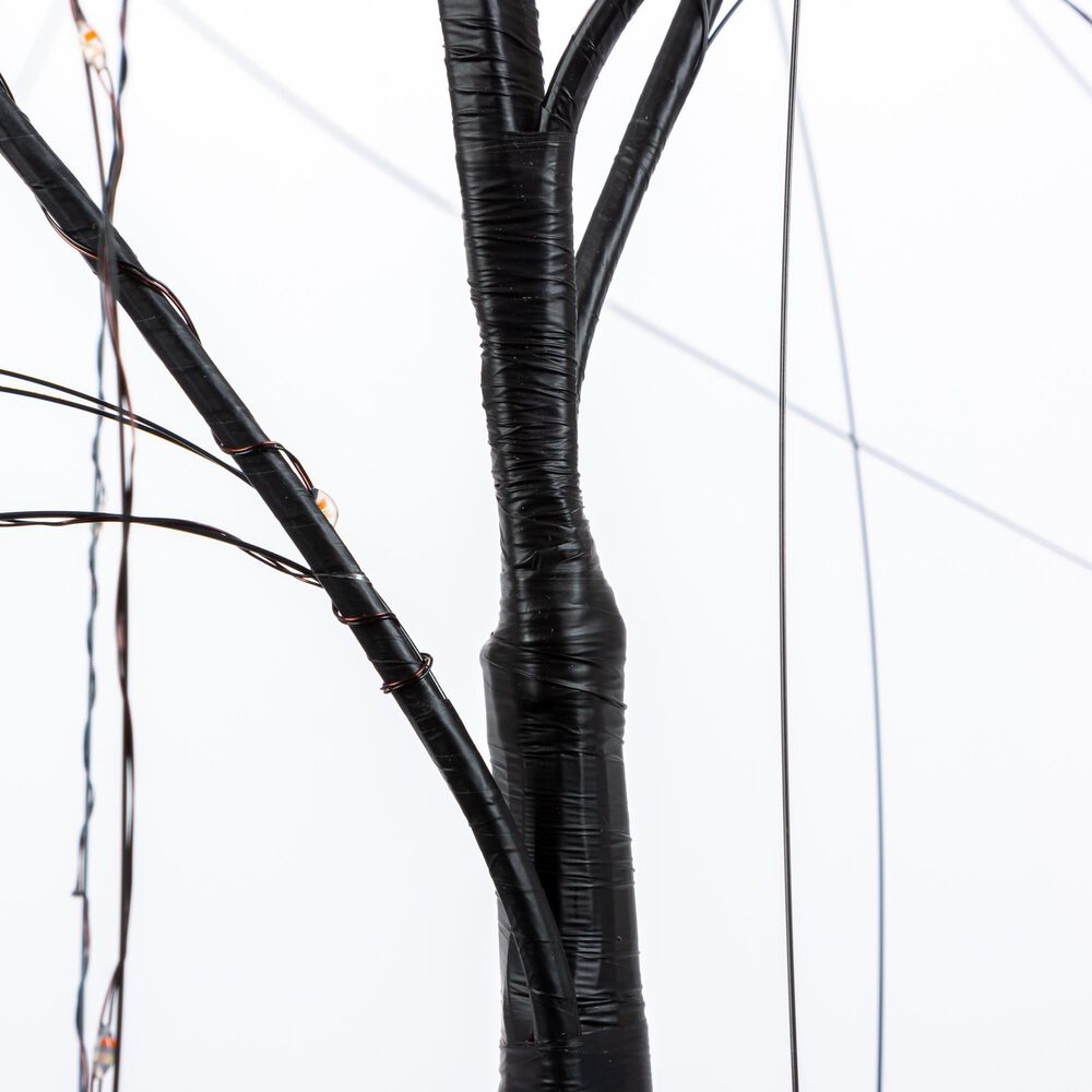 The Gerson Company 5&#39; Willow Tree with Bats and Dual Color Lights in Black, , large