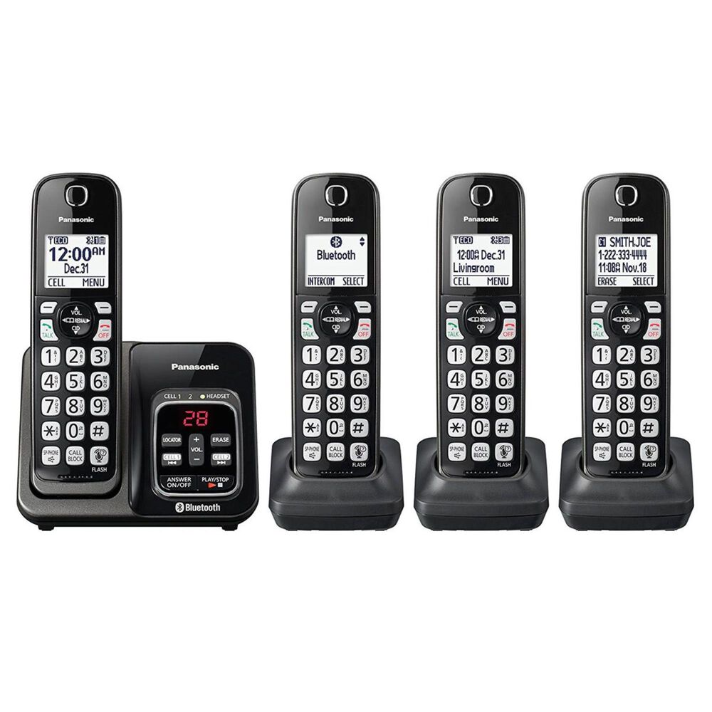 Panasonic Link2Cell Bluetooth Cordless Phone with Voice Assist and Answering Machine - 4 Handsets, , large