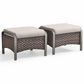 Sunwell Garden Outdoor Ottoman with Navy Cushion in Brown (Set of 2), , large