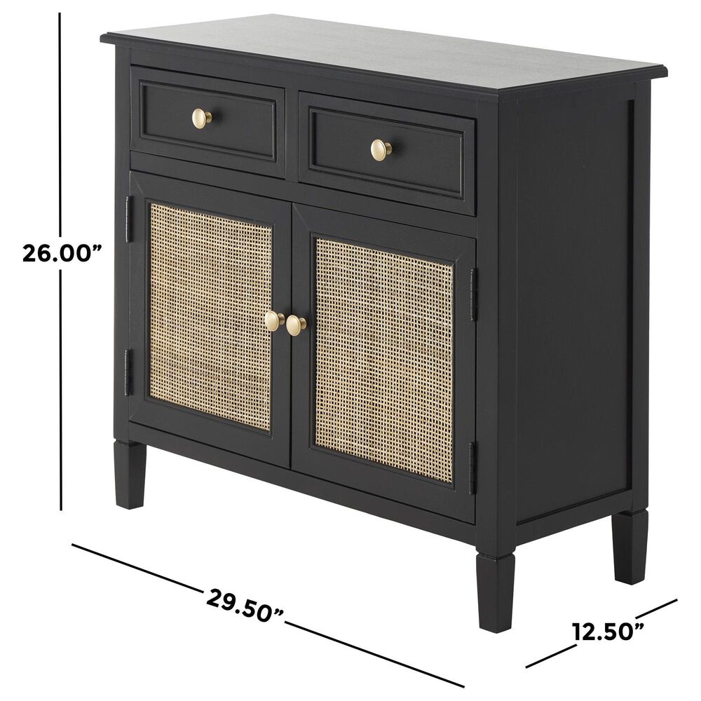 Maple and Jade 2-Drawer Room Cabinet with Rattan Front in Black and Cream, , large